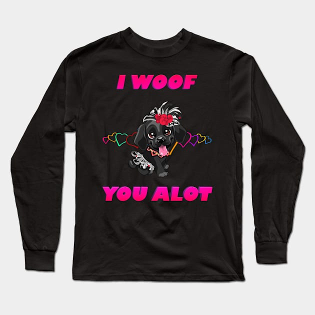 I woof you a lot pink text black lab labrador retriever Long Sleeve T-Shirt by Bullenbeisser.clothes